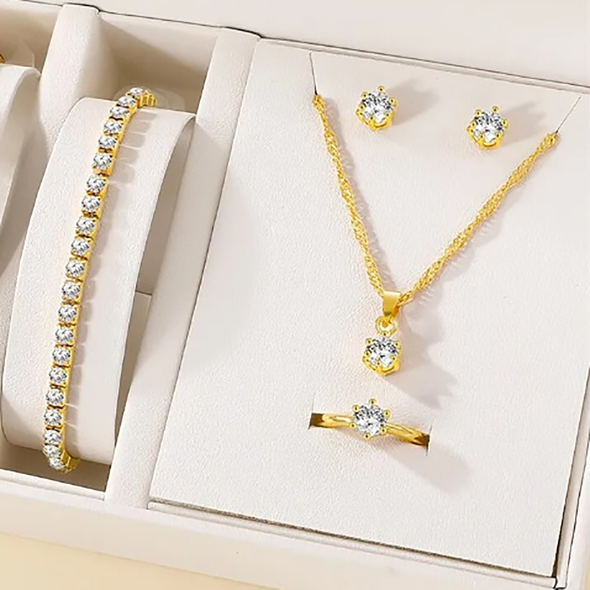 Women Accessories Combo Gift - 5Pcs Elegant Cubic Zirconia Crystal Jewelry
