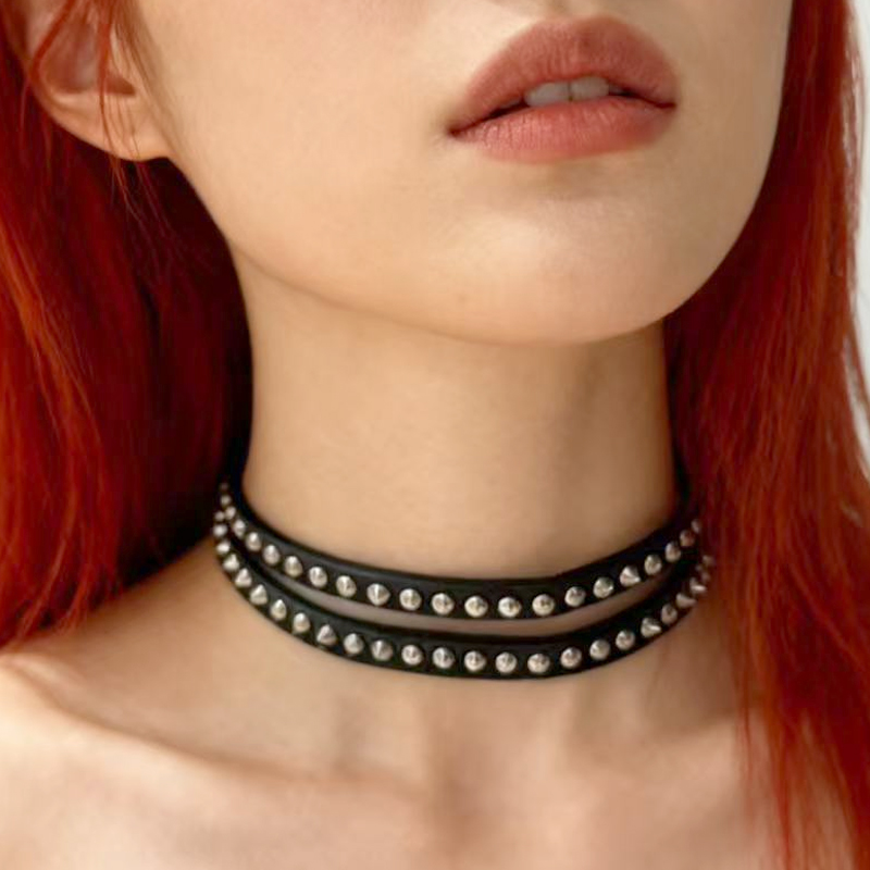 Punk Jewelry Rivet Choker Leat - Women'S Accessories In The 90S ulasan dan harga