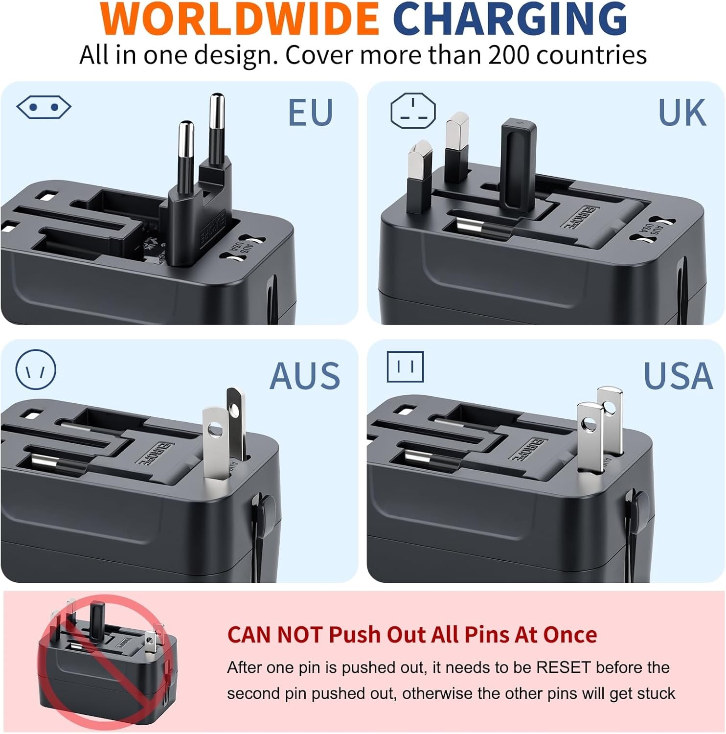 Universal Travel Adapter with  - Women Accessories In Uk ulasan dan harga