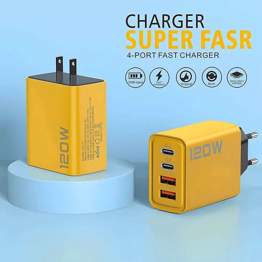 120W USB C PD Charger 4 Ports  - Women Accessories In Uk ulasan dan harga