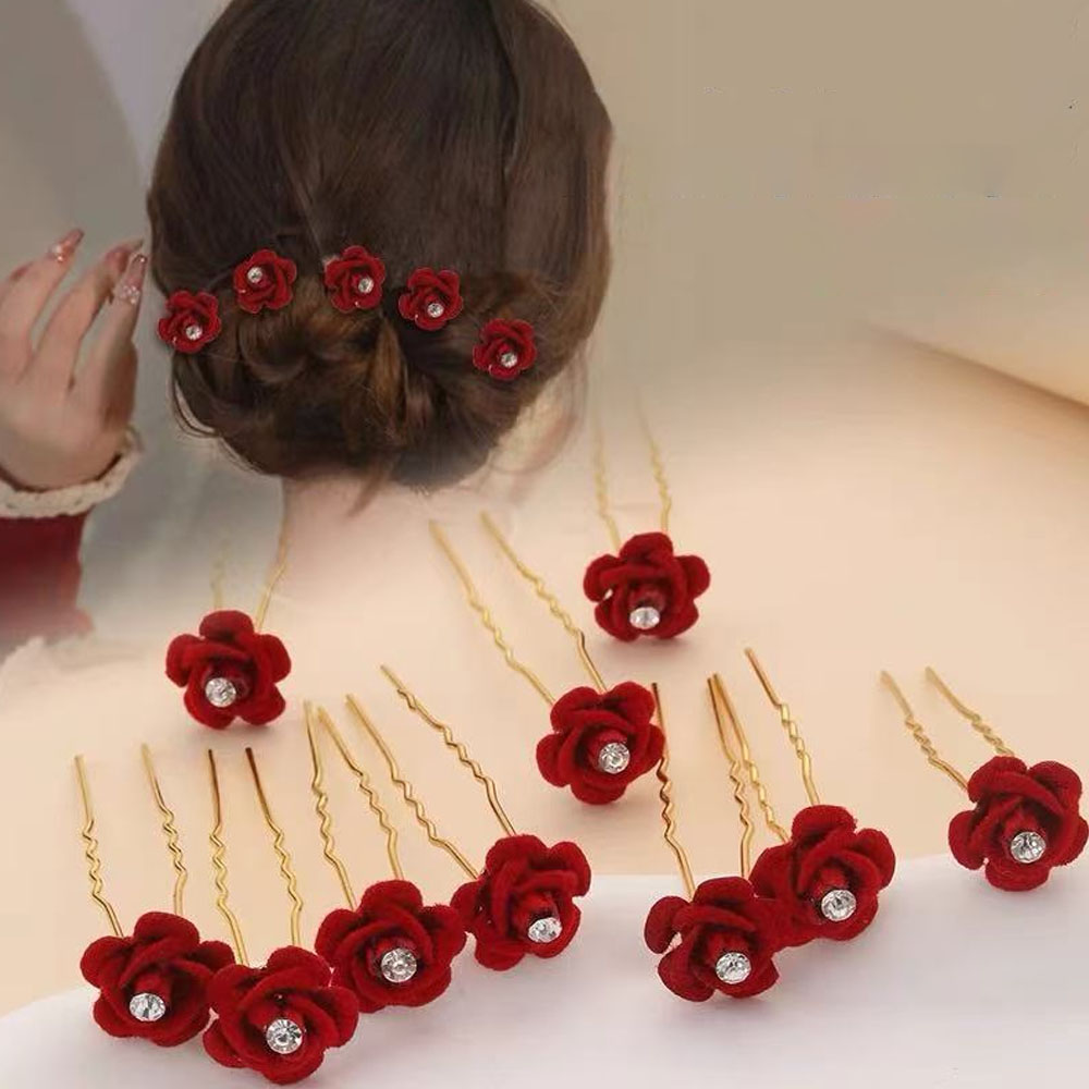 10Pcs Rose Hair Accessories We - Women'S Red Accessories ulasan dan harga