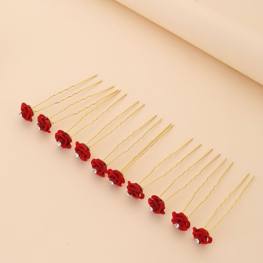 10Pcs Rose Hair Accessories We - Women'S Red Accessories ulasan dan harga