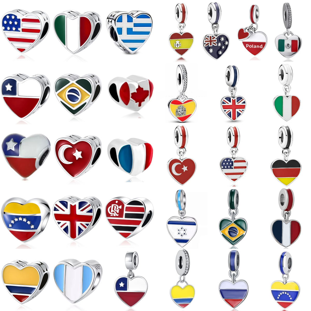 31 Countries Flag Heart Charms - Women'S Accessories Uk ulasan dan harga