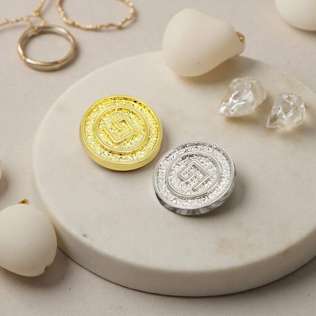 6pcs round Gold Metal Button E - Women Accessories In English ulasan dan harga
