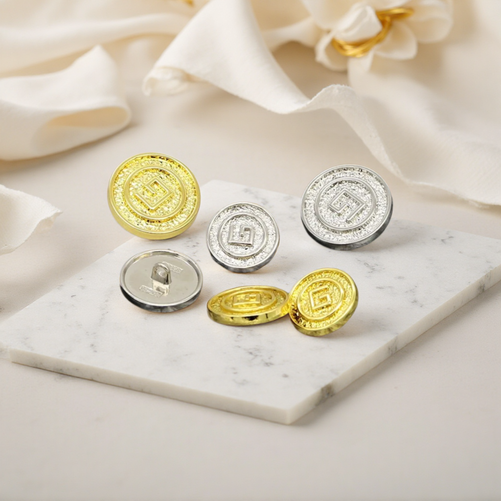6pcs round Gold Metal Button E - Women Accessories In English ulasan dan harga