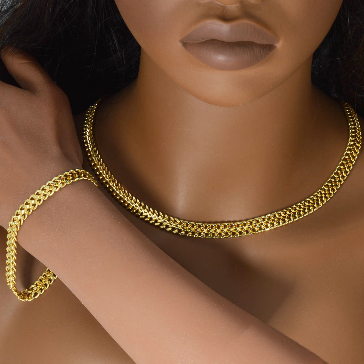 Curb Chain Jewelry Set 14K Gol - Women Accessories Combo Gift ulasan dan harga