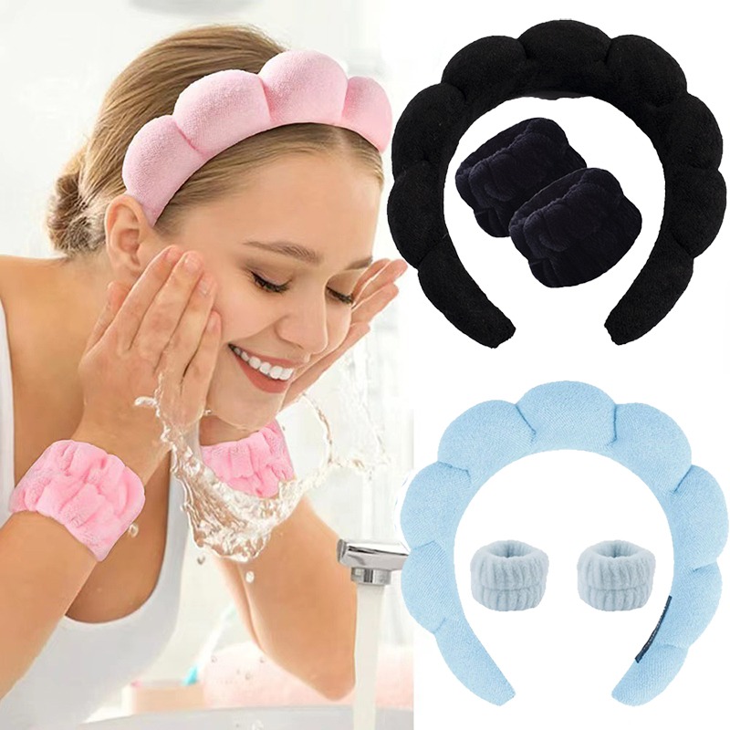 3Pcs/set Makeup Headband Puffy - Women Accessories Combo ulasan dan harga