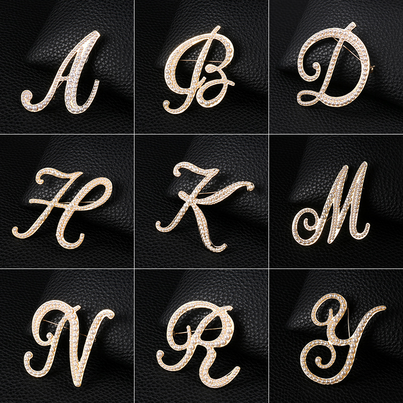 English Letters A-Z Pearl Broo - Women Accessories In English ulasan dan harga